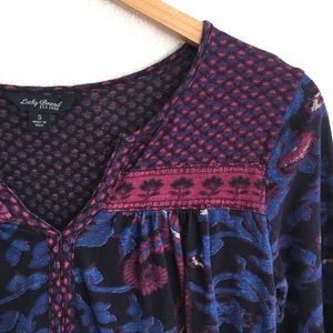 Lucky Brand Tops - Lucky Brand red purple boho top 3/4slv S Lucky Brand Tops - Lucky Brand red purple boho top 3/4slv S